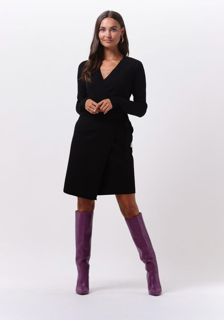 Zwarte Y.A.S. Mini jurk YASHALTON LS KNIT WRAP DRESS - large
