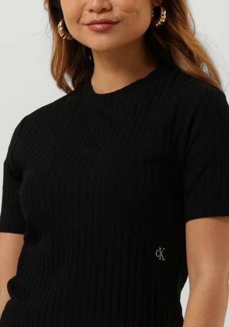 Zwarte CALVIN KLEIN T-shirt RIB SHORT SLEEVE TEE - large