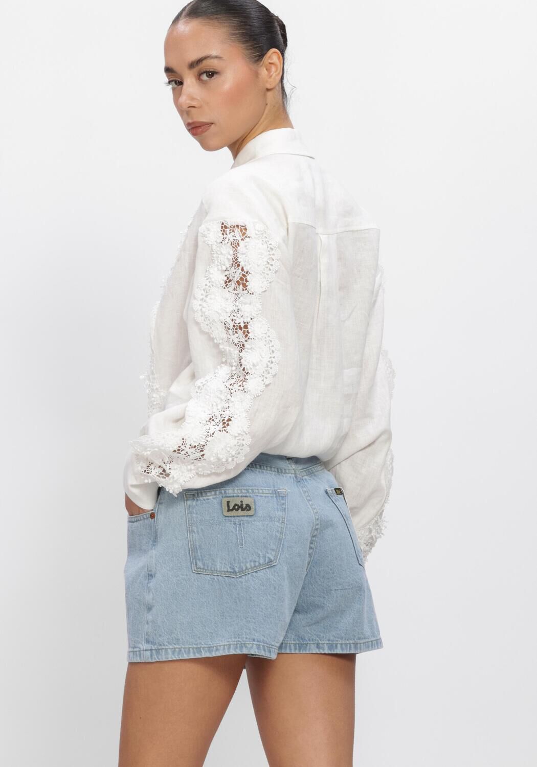 Witte DANTE6 Blouses AMANDYNE LACE DETAIL SHIRT - large