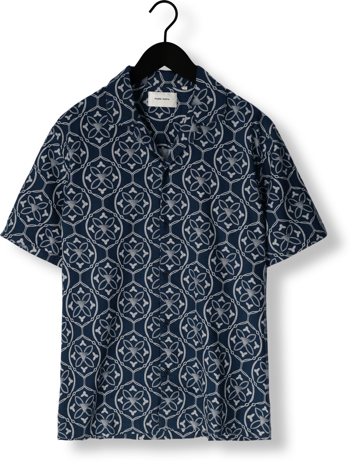 PURE PATH Heren Overhemden Shortsleeve With All-over-print Donkerblauw