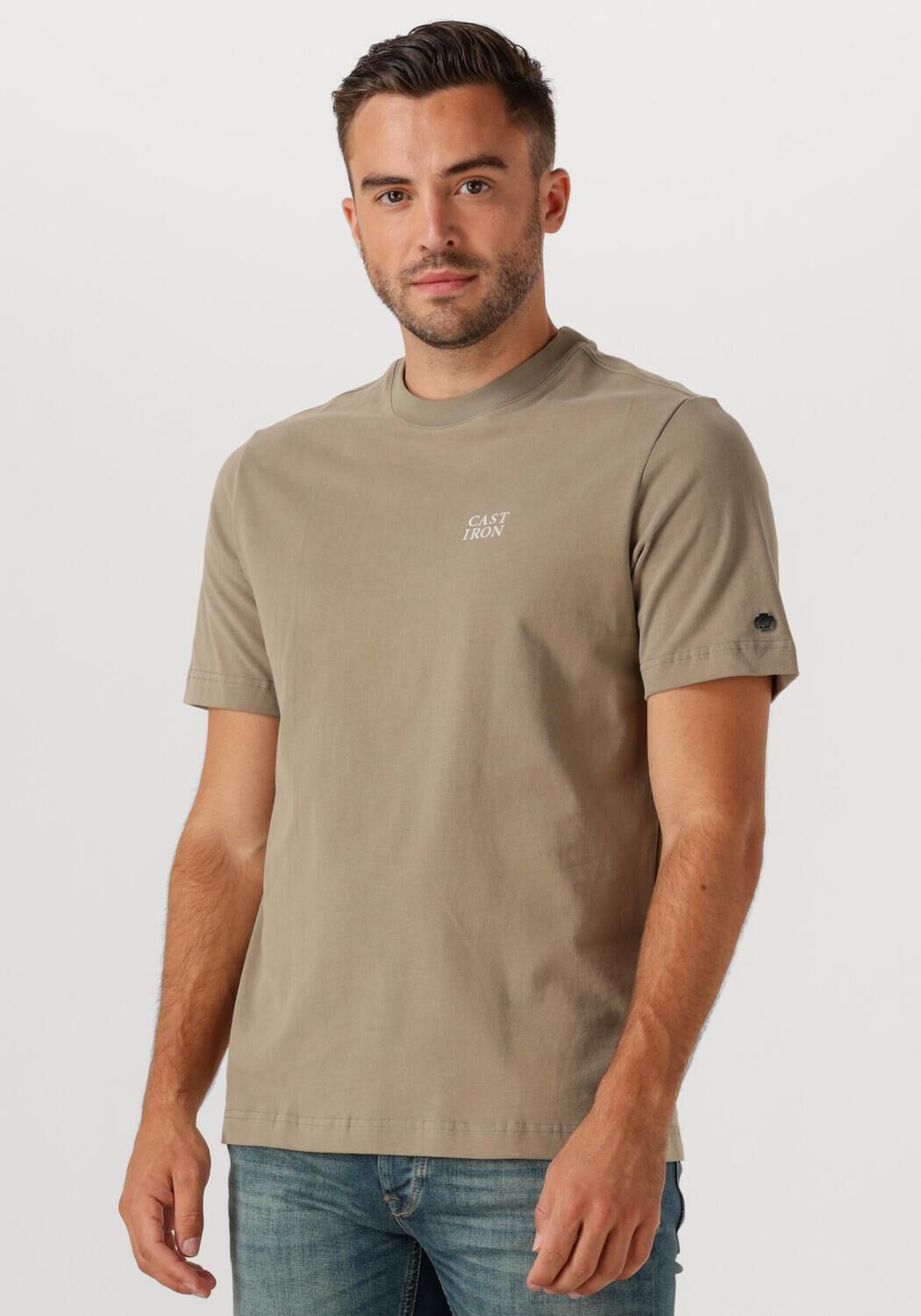 CAST IRON Heren Polo's & T-shirts Regular Fit Peached Jersey Beige