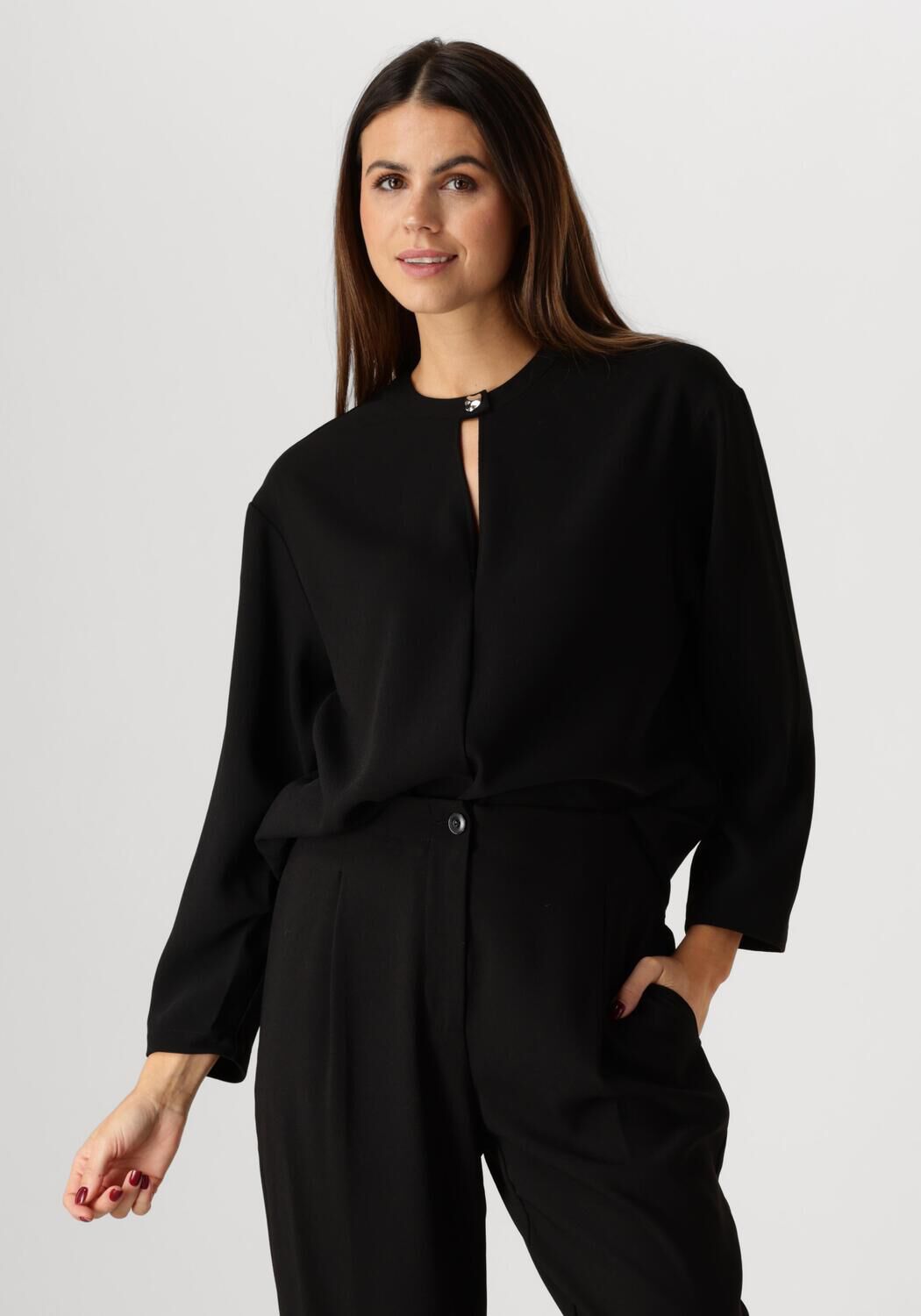 DANTE6 Dames Blouses Thorn Drastring Cord Top Zwart