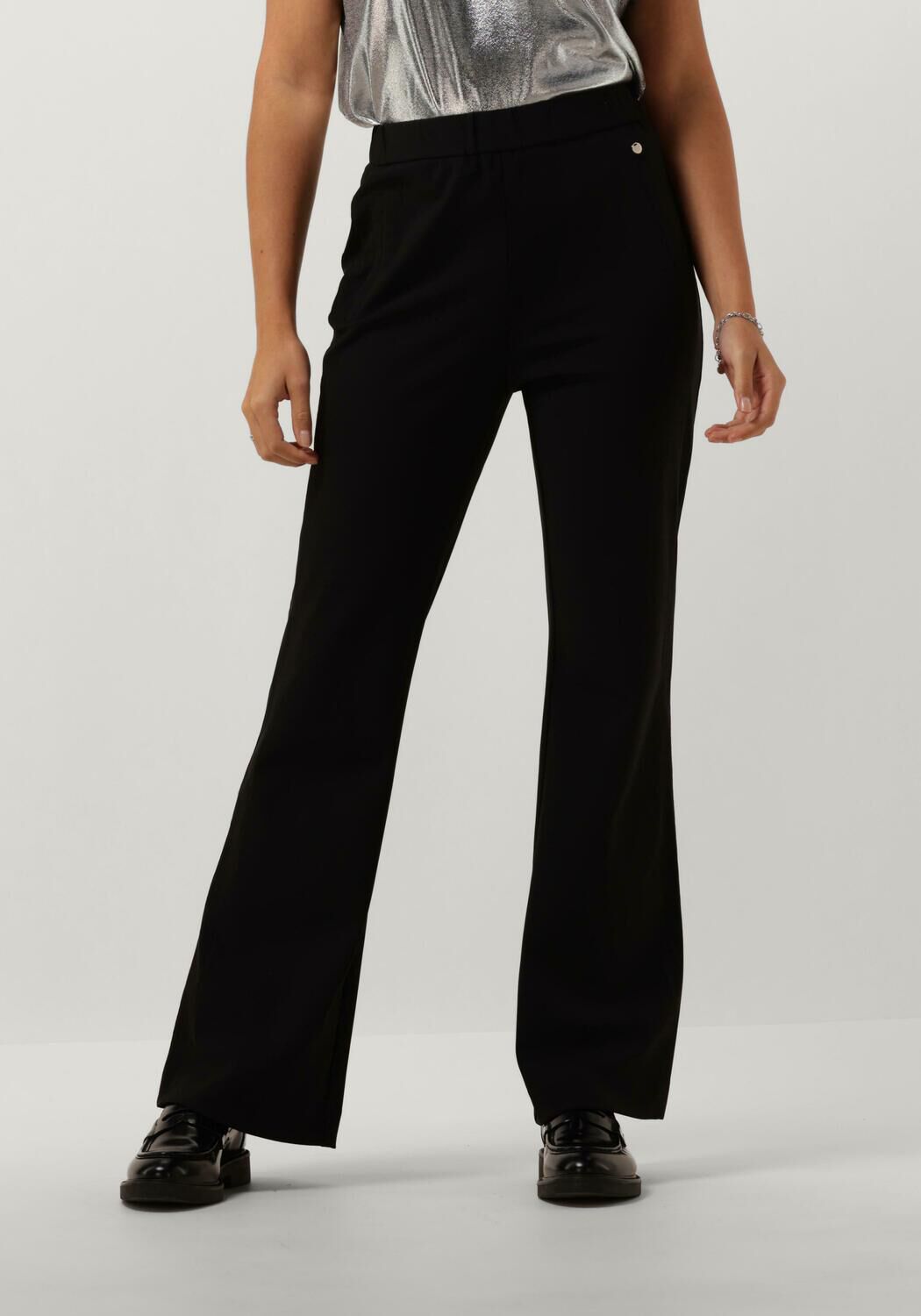 MOS MOSH Stijlvolle broek met flare snit en elastische tailleband Black Dames