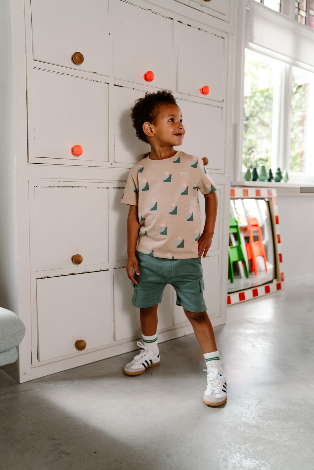 DAILY7 Jongens Polo's & T-shirts T-shirt Allover Print Beige