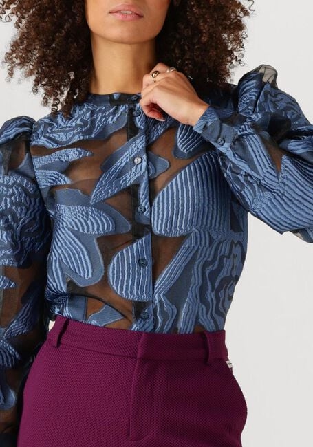 Blauwe POM AMSTERDAM Blouses BLOUSE - DASHING NIGHTS ORGANZA - large