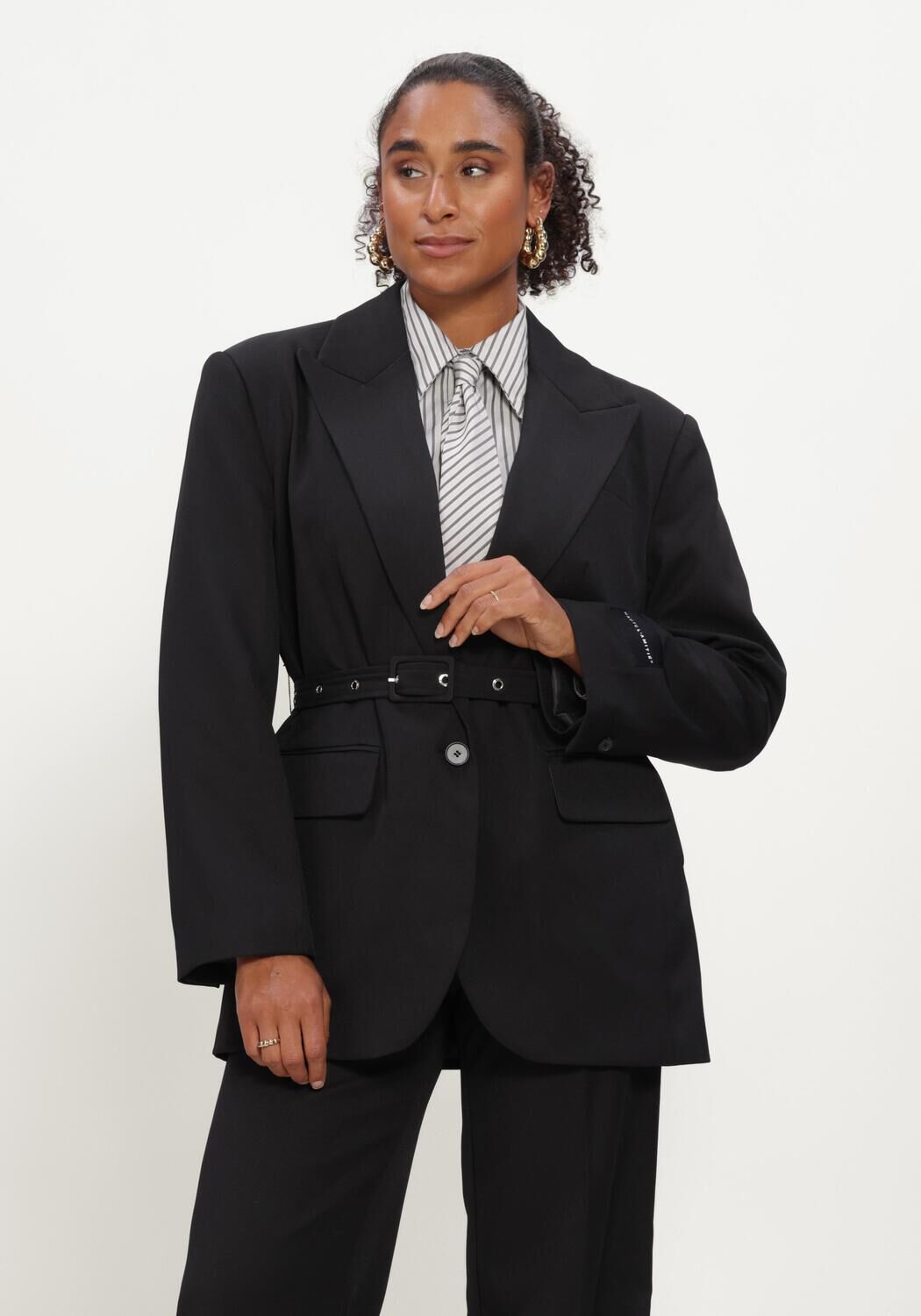 Zwarte HAUTE L'AMITI&Eacute; Blazer PREMIERE OVERSIZE BELT BLAZER