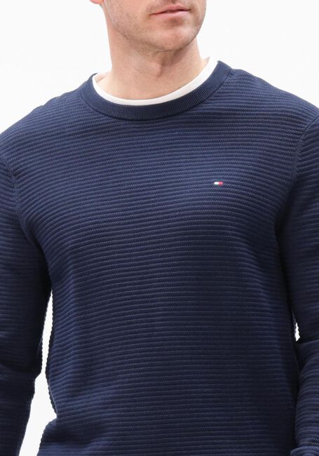 Donkerblauwe TOMMY HILFIGER Trui SEASONAL STRUCTURE CNECK - large
