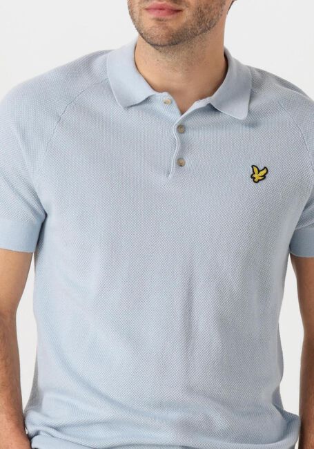 Lichtblauwe LYLE & SCOTT Polo LINEN BLEND KNITTED POLO - large
