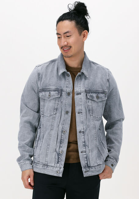 Grijze CAST IRON Spijkerjas DENIM JACKET GREY DENIM WASH - large