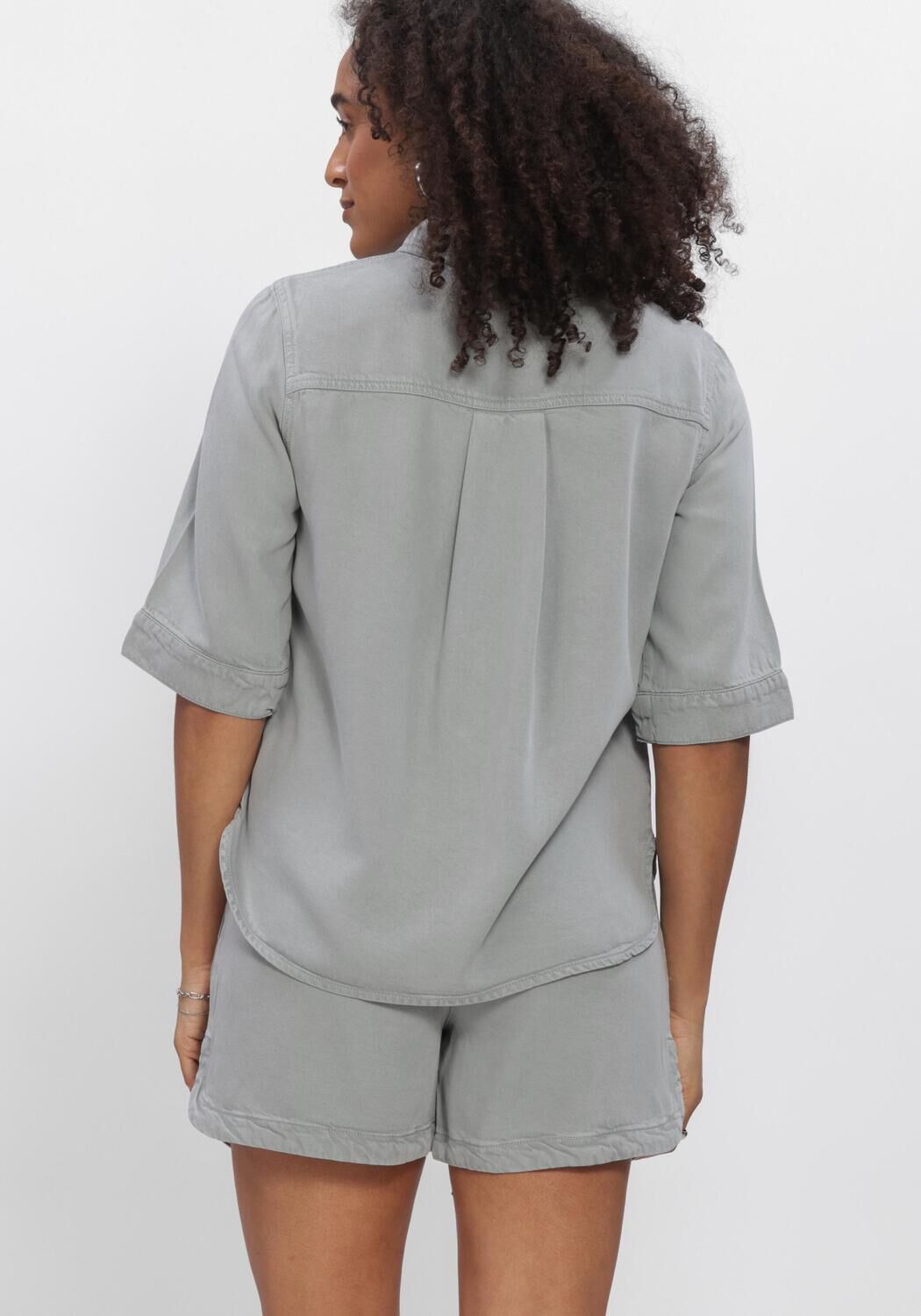 Blauwe OBJECT Blouses OBJFRAME 2/4 RE DENIM TOP NOOS - large