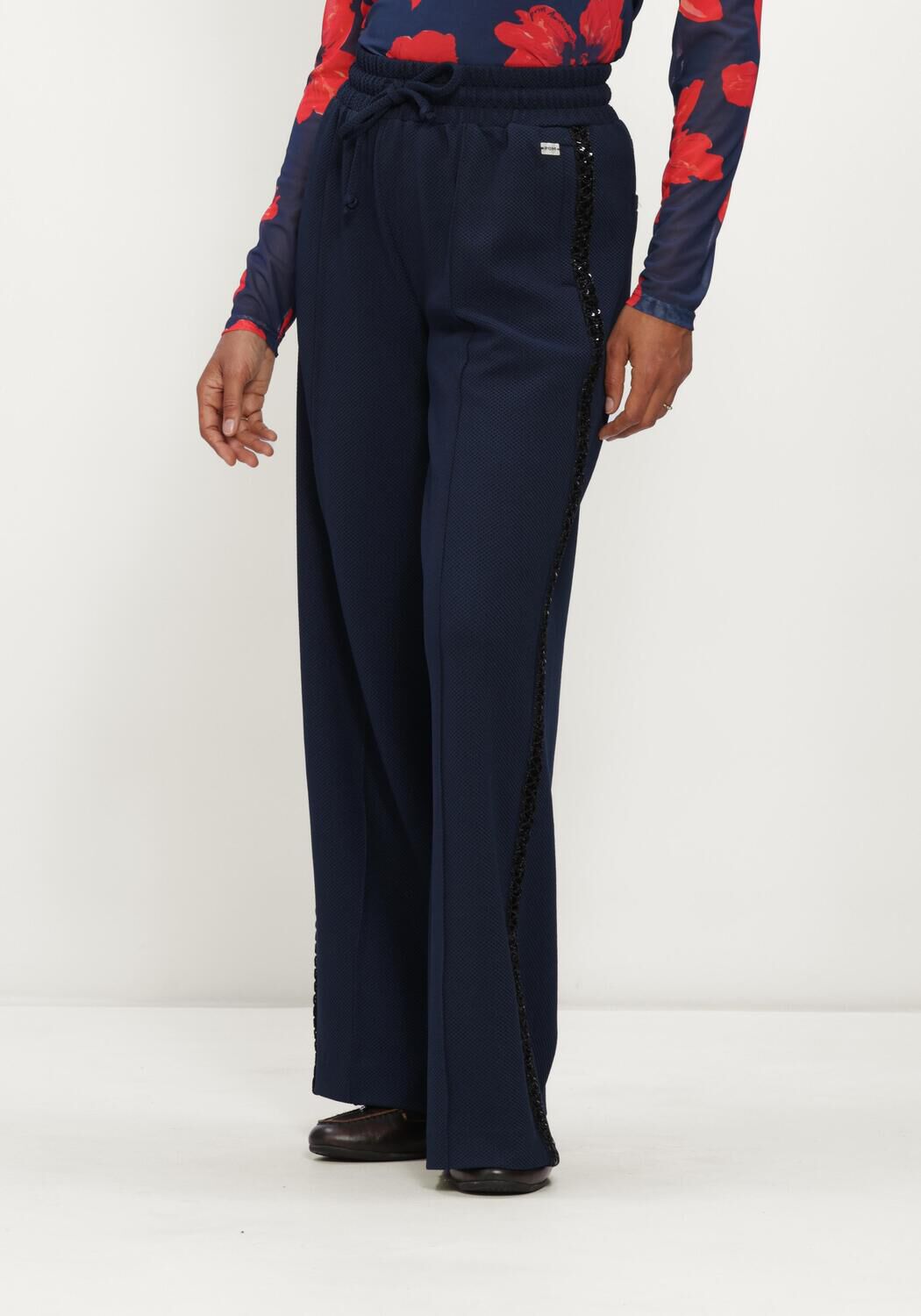 Donkerblauwe POM AMSTERDAM Wijde broek LEAH ETERNAL BLUE - large