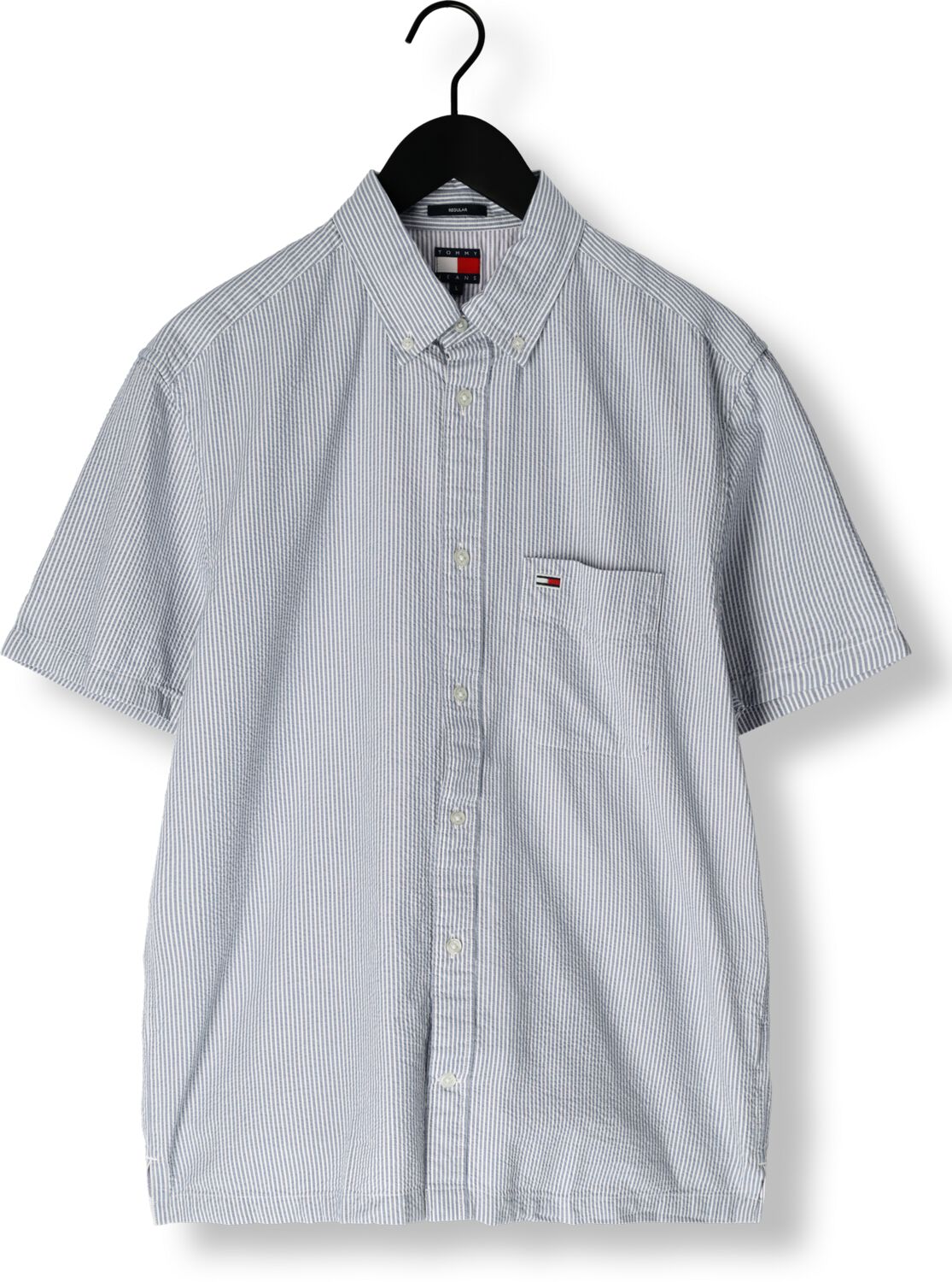 TOMMY JEANS Heren Overhemden Tjm Reg Seersucker Stp Ss Shirt Blauw