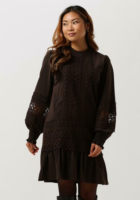 Bruine NEO NOIR Mini jurk KATJA EMBROIDERY DRESS - large