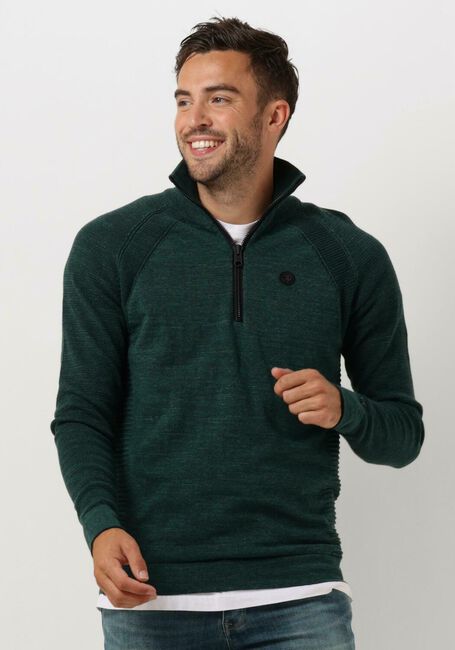 Groene CAST IRON Trui HALF ZIP COLLAR COTTON HEATHER PLATED HALF ZIP - large