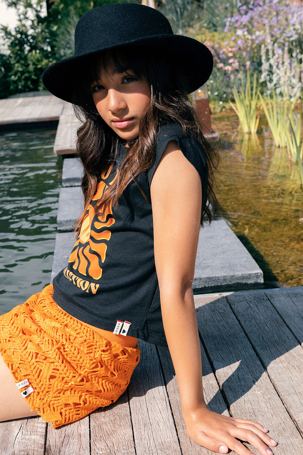 Oranje LOOXS Broeken OPEN LACE SHORTS - large