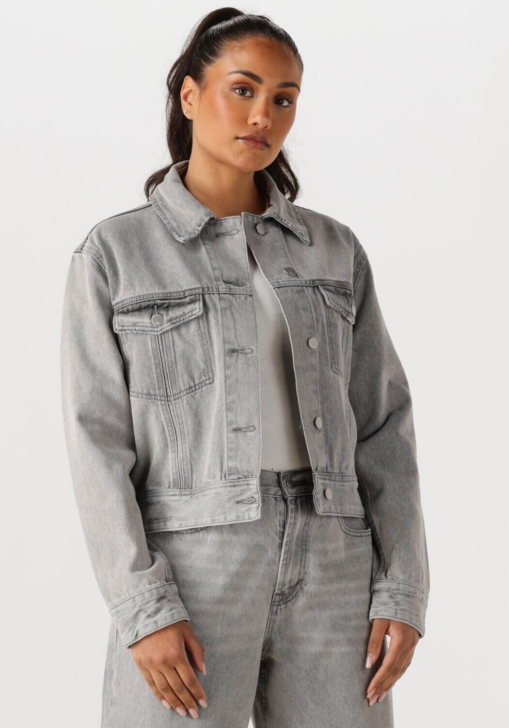 WITHBLACK Dames Jassen Wblabigale Denim Jacket Lichtgrijs