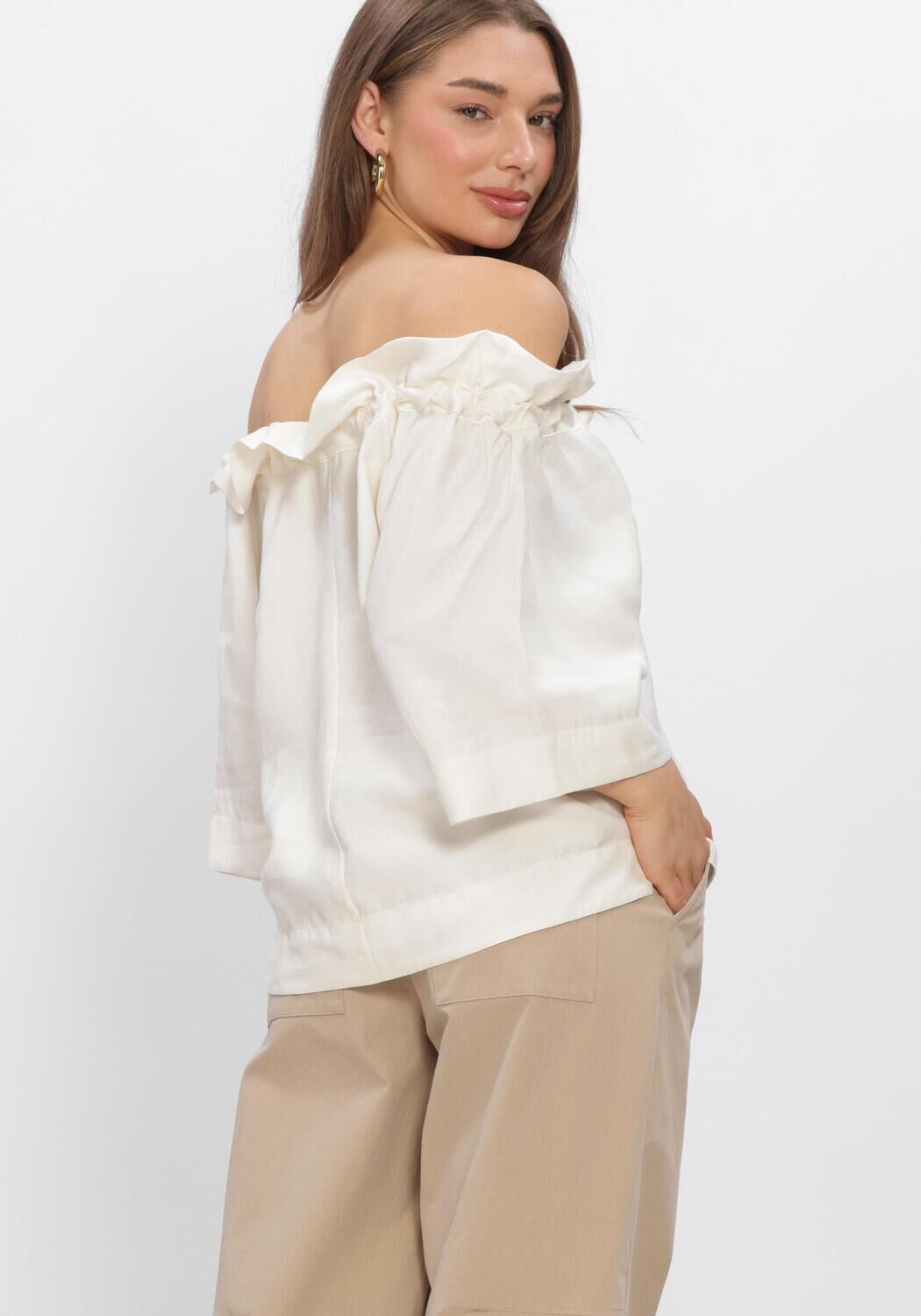 Gebroken wit SUMMUM Blouses TOP MODAL LINEN BLEND - large