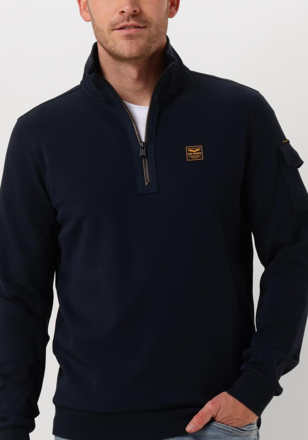 PME LEGEND Heren Truien & Vesten Half Zip Collar Interlock Jersey Blauw