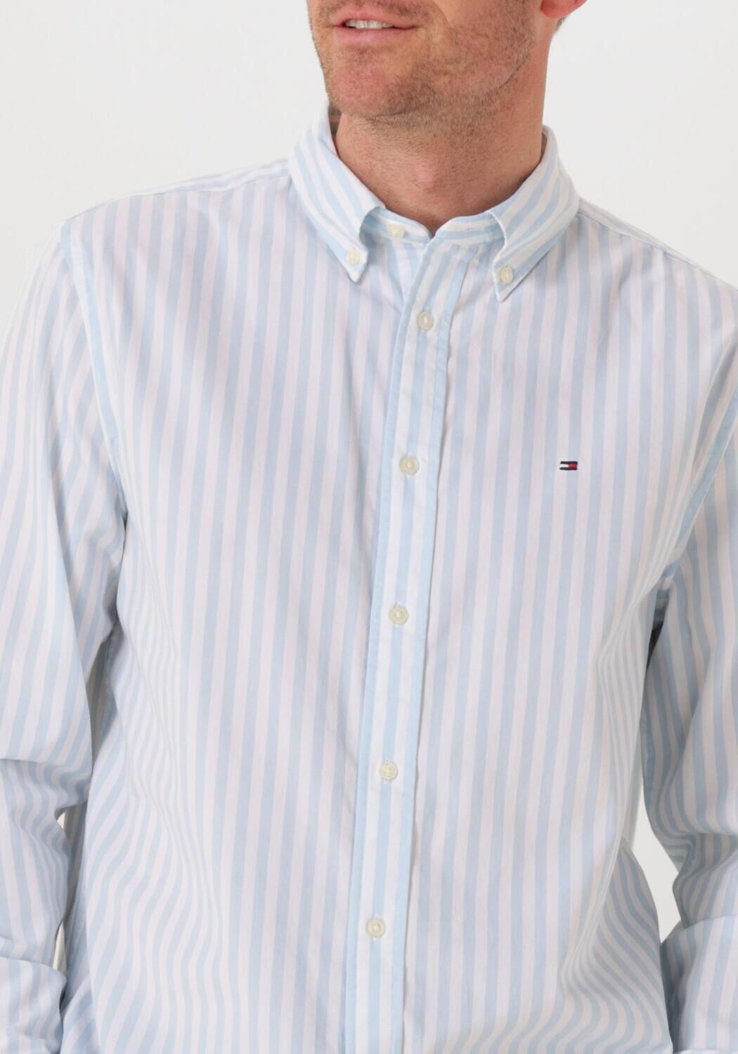TOMMY HILFIGER Heren Overhemden Flex Poplin Bold Stripe Rf Shirt Lichtblauw
