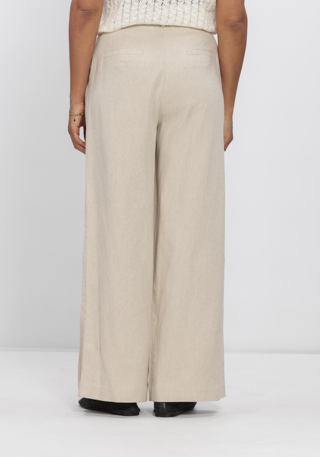 Beige MODSTR&Ouml;M Broeken GALEMD LINEN WIDE PANTS - large
