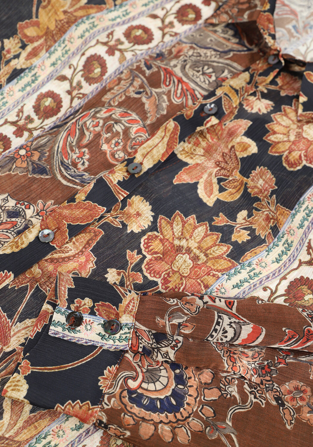 Bruine SUMMUM Blouses BLOUSE FLOWER PRINT - large