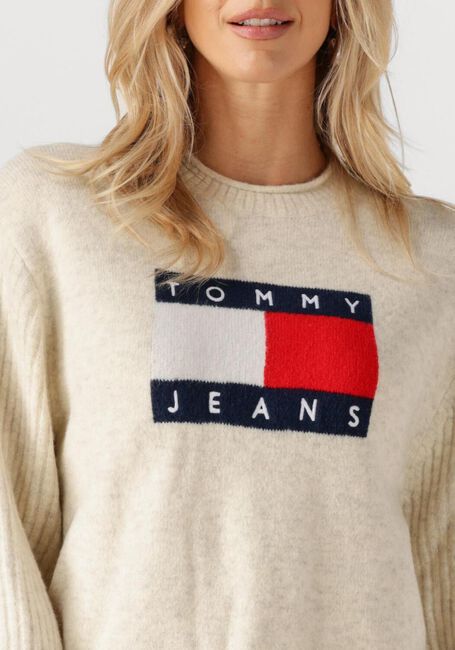 Ecru TOMMY JEANS Trui TJW MELANGE FLAG SWEATER RIB EXT - large