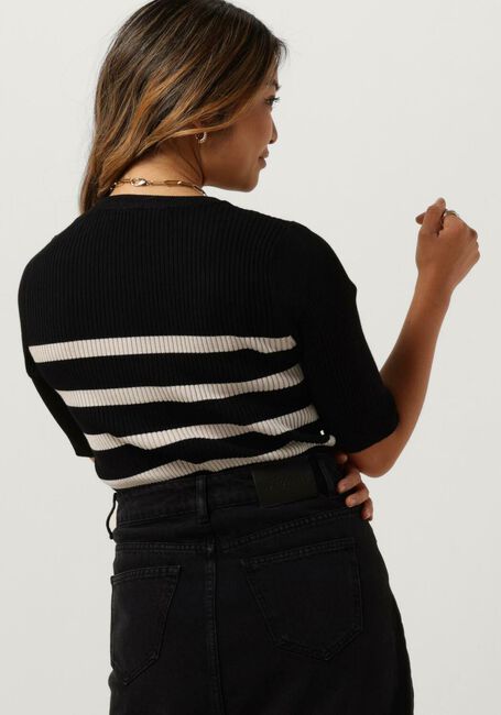 Zwarte CO'COUTURE T-shirt BADOE STRIP MIDI SLEEVE KNIT - large