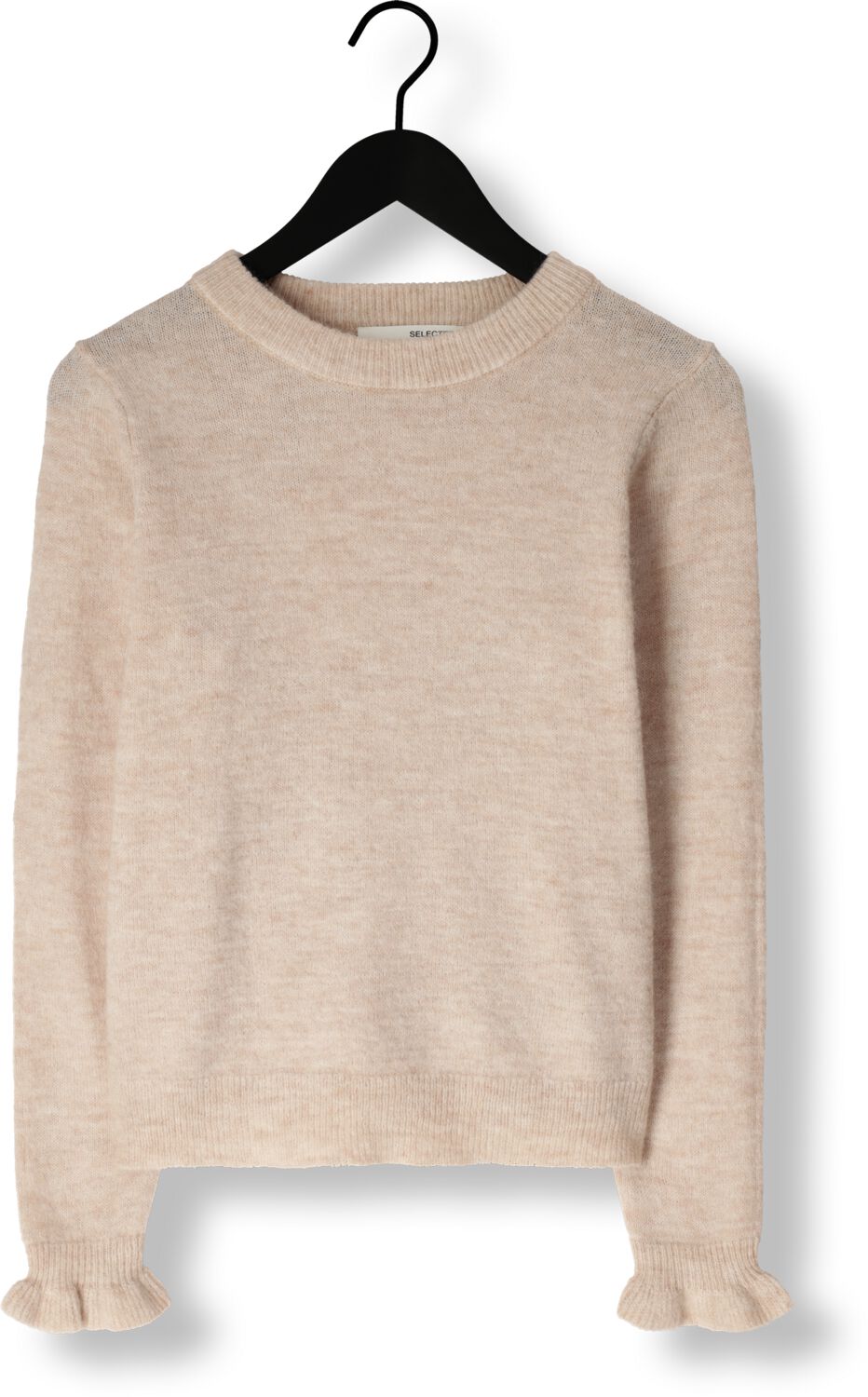 SELECTED FEMME Dames Truien & Vesten Slflulu Ls Knit Frill Cuff O-neck Beige