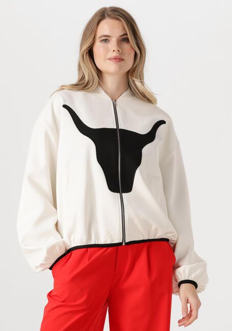 Witte ALIX THE LABEL Jack LADIES WOVEN BULL BOMBER - large