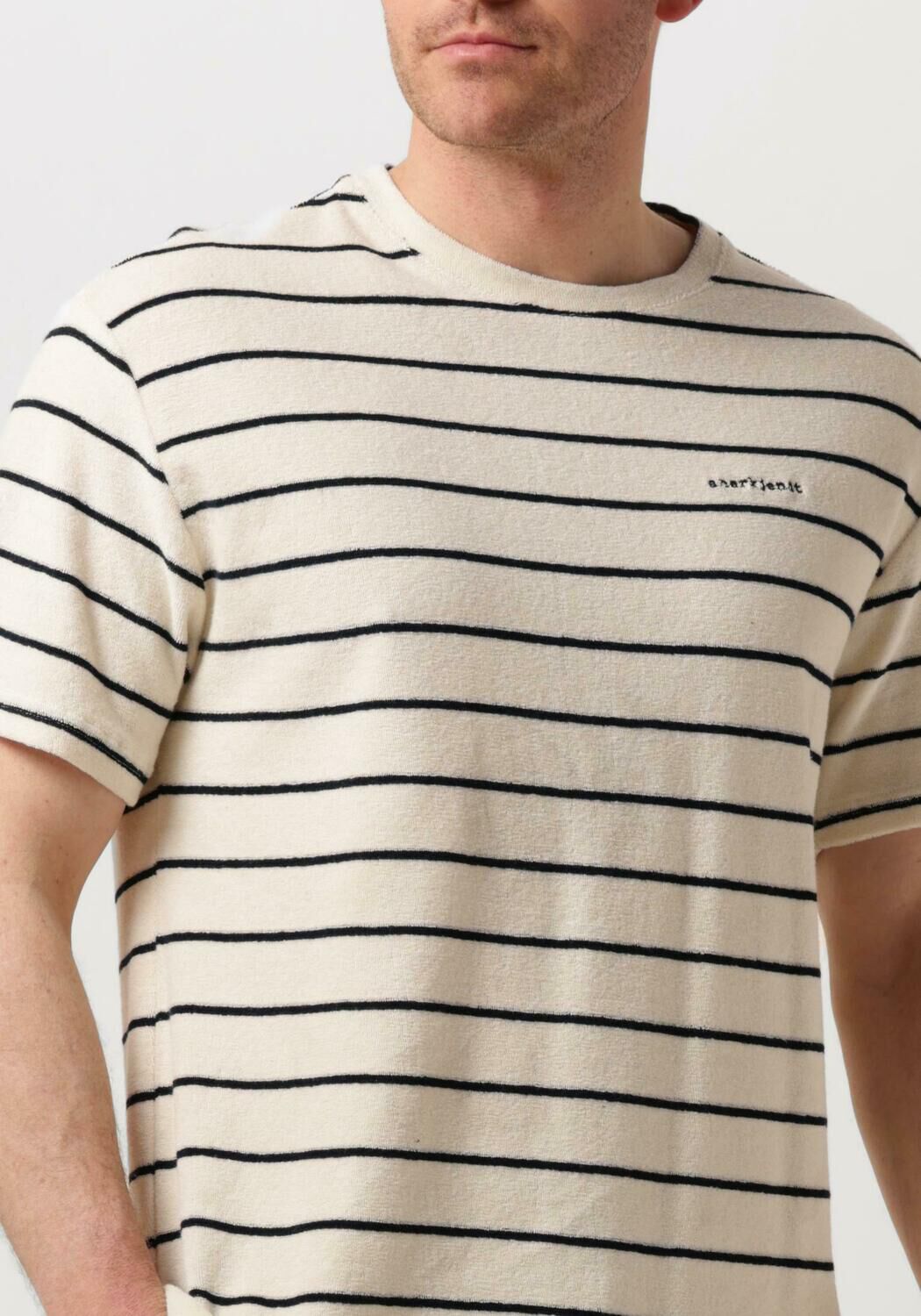 ANERKJENDT Heren Polo's & T-shirts Akkikki S s Frotte Stripe Tee Beige