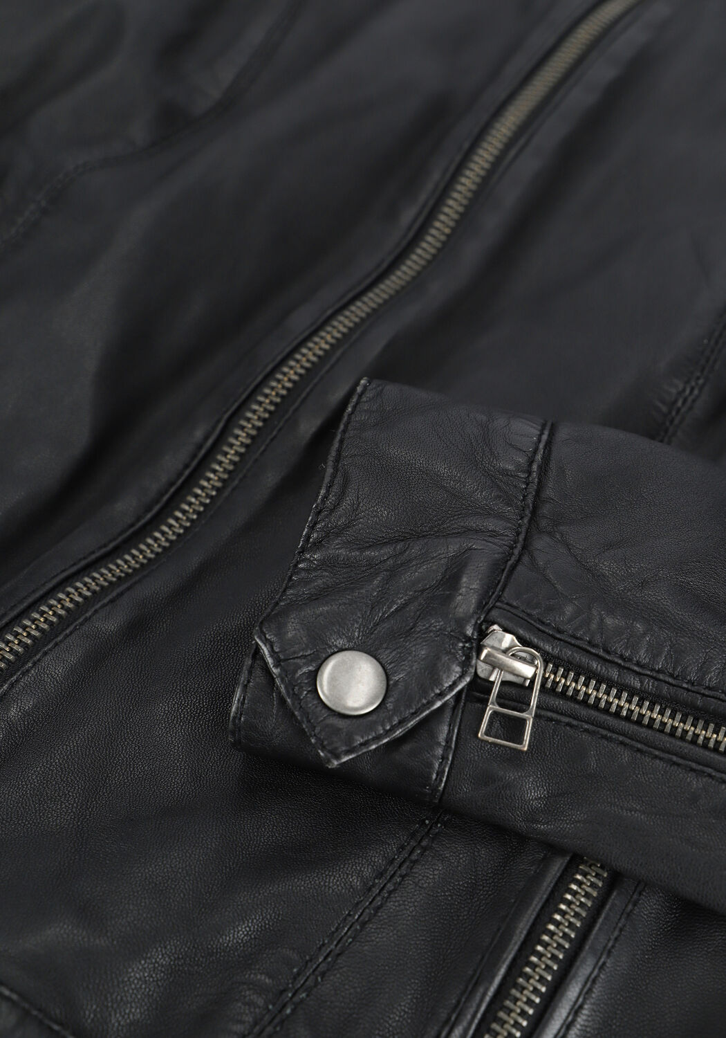 Zwarte GOOSECRAFT Leren jas BIKER128 - large