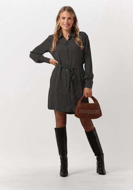 Zwarte VANILIA Mini jurk DOTTED SHIRT DRESS - large