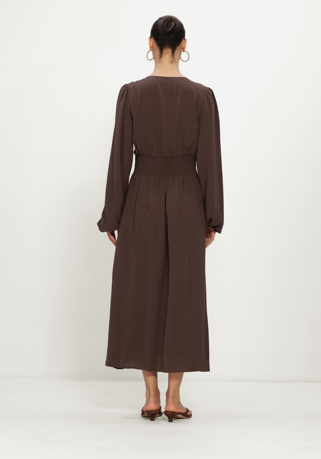 NEO NOIR Dames Jurken Annelie Solid Crepe Dress Bruin