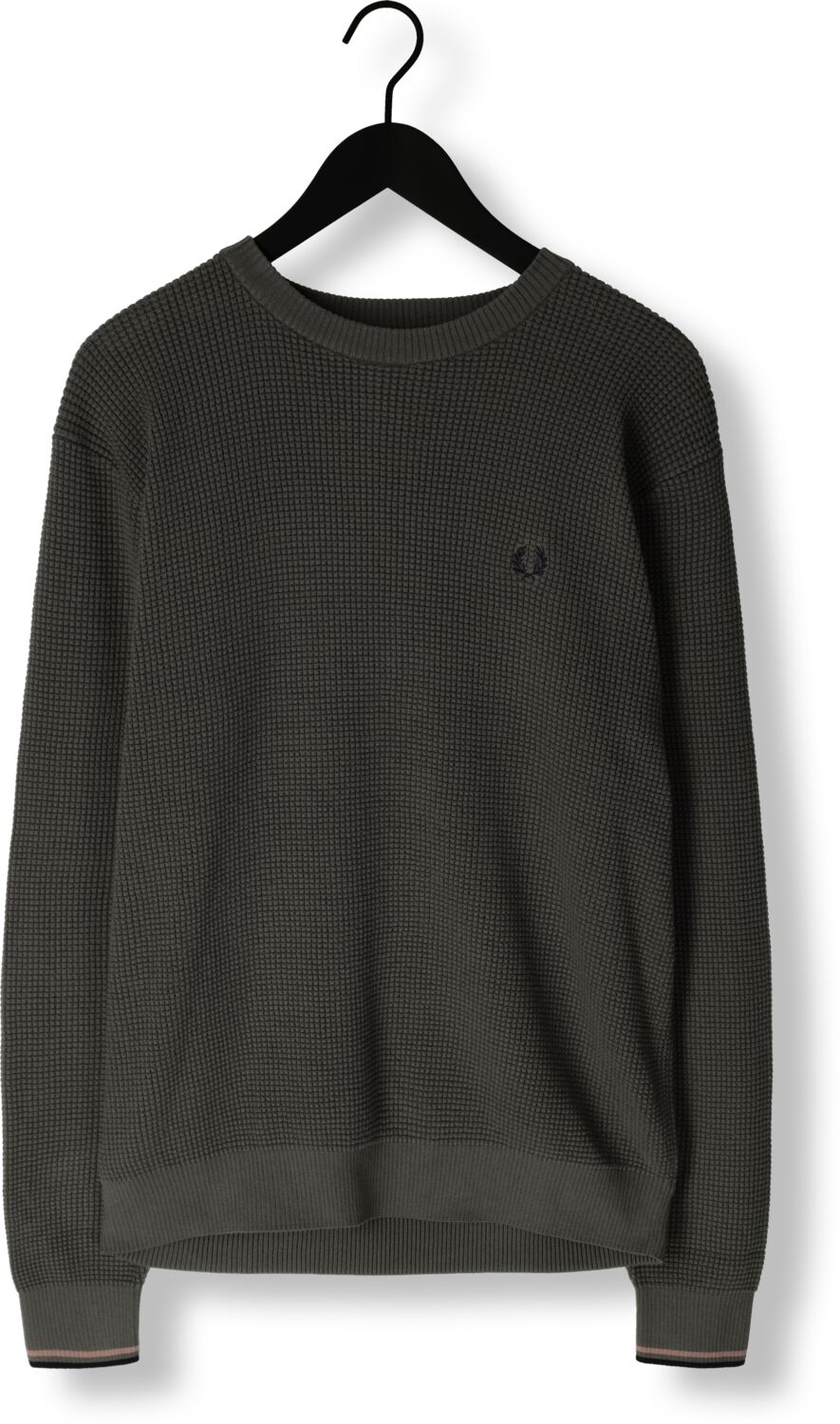 FRED PERRY Heren Truien & Vesten Waffle Stitch Crew Neck Jumper Groen