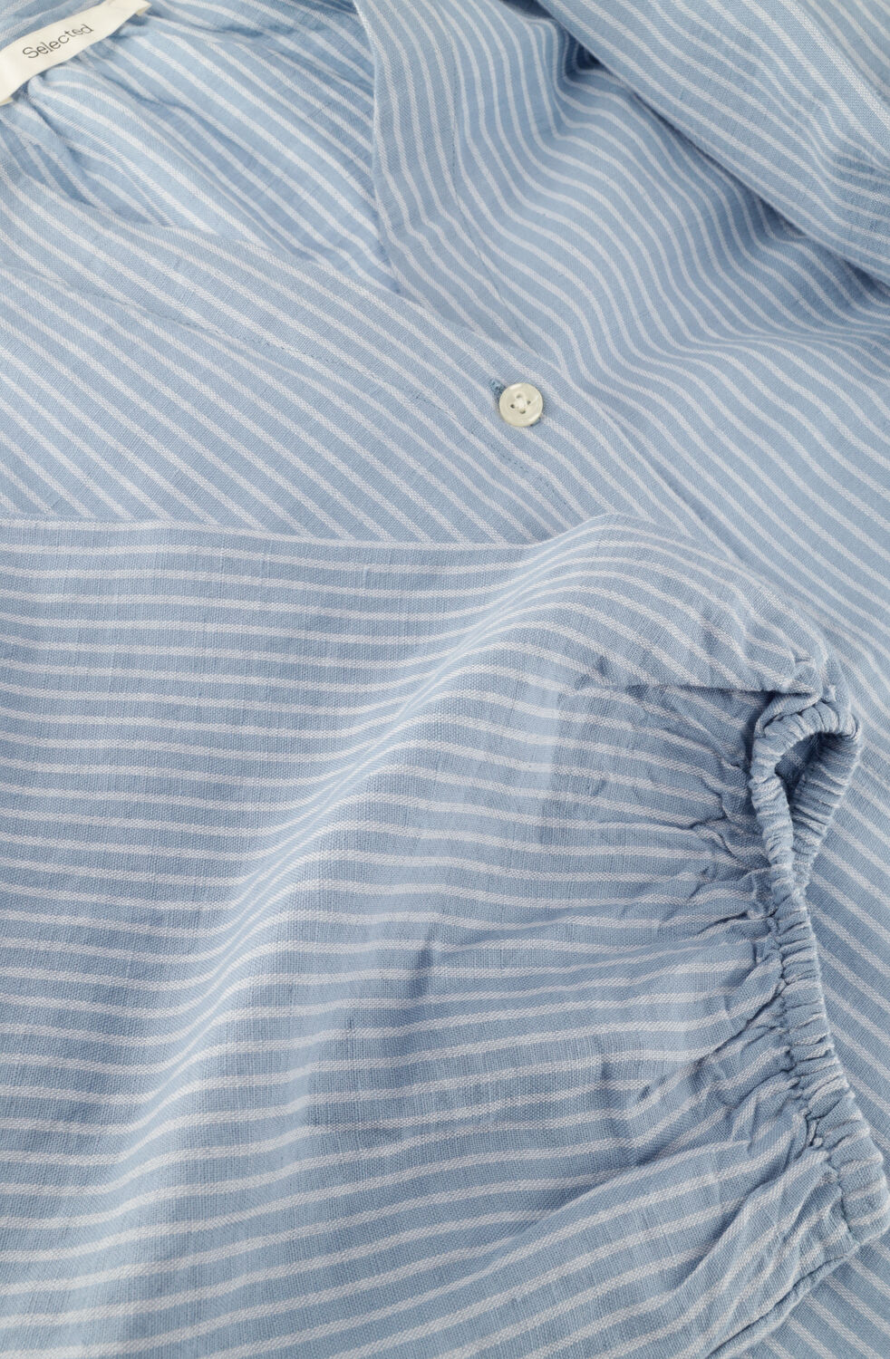 Lichtblauwe SELECTED WOMEN Blouses SLFCLEO-ALBERTA LINEN BLEND SHIRT - large