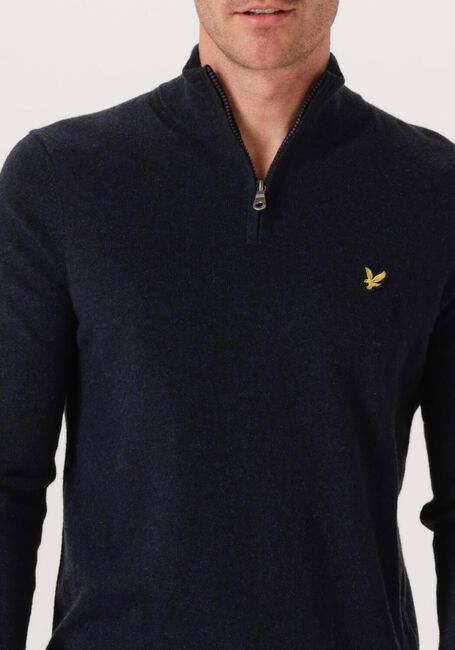 Donkerblauwe LYLE & SCOTT Trui LAMBSWOOL BLEND QUARTER ZIP JUMPER - large