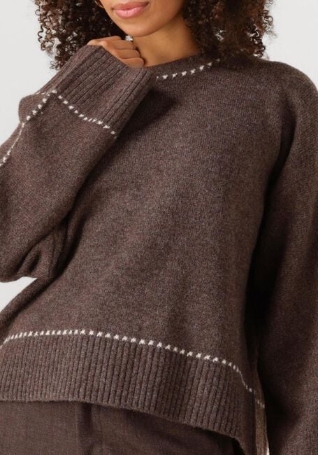 Bruine NEO NOIR Trui ROEME KNIT STITCH BLOUSE - large