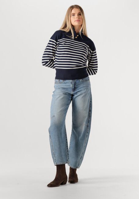 Donkerblauwe TOMMY HILFIGER Trui CO JERSEY GOLD BTN MOCK-NK SWT - large