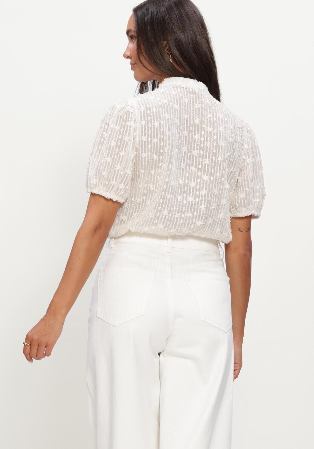 Gebroken wit OBJECT Top OBJASHI 2/4 REG. SHIRT E DIV - large