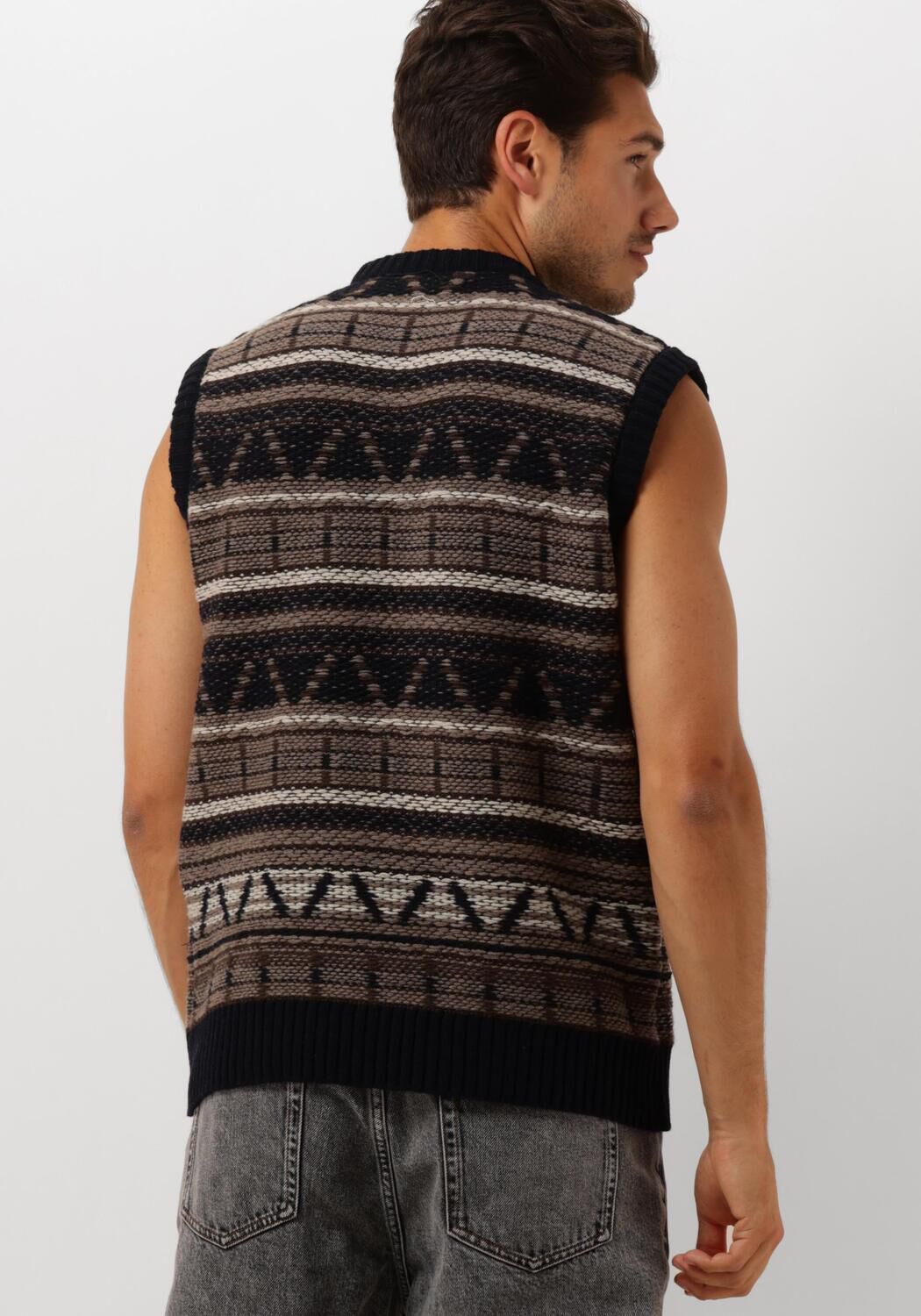 FORÉT Forét Heren Truien & Vesten Cone Jacquard Vest Donkerblauw