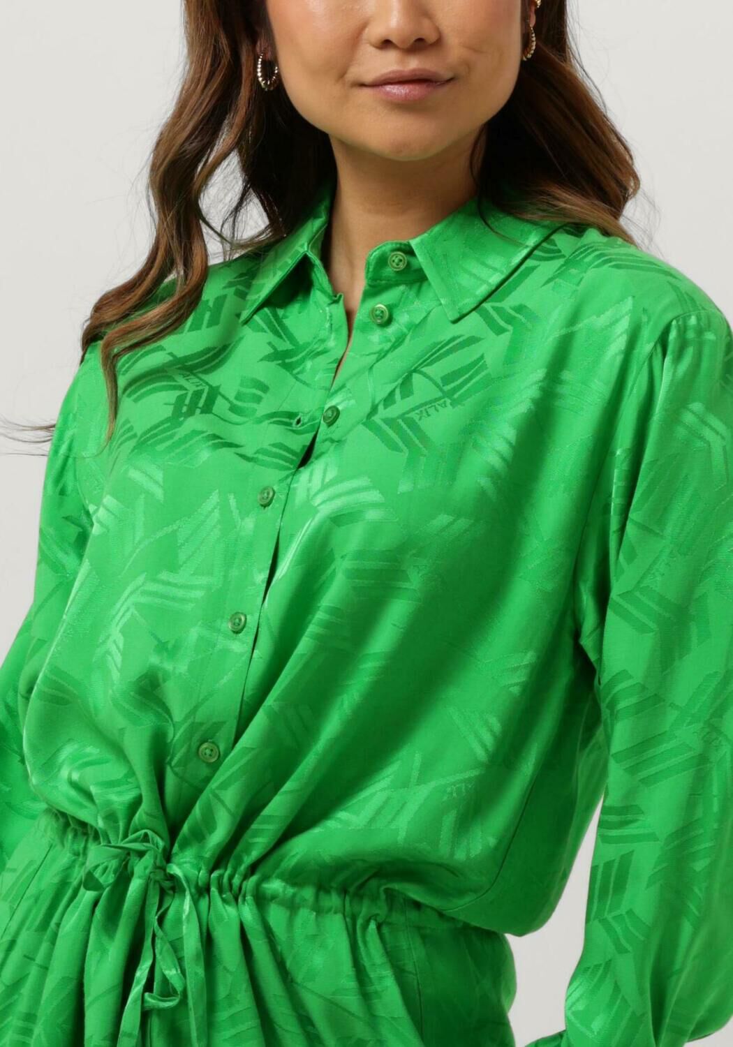 ALIX THE LABEL Dames Jurken Ladies Woven Jacquard Blouse Dress Groen