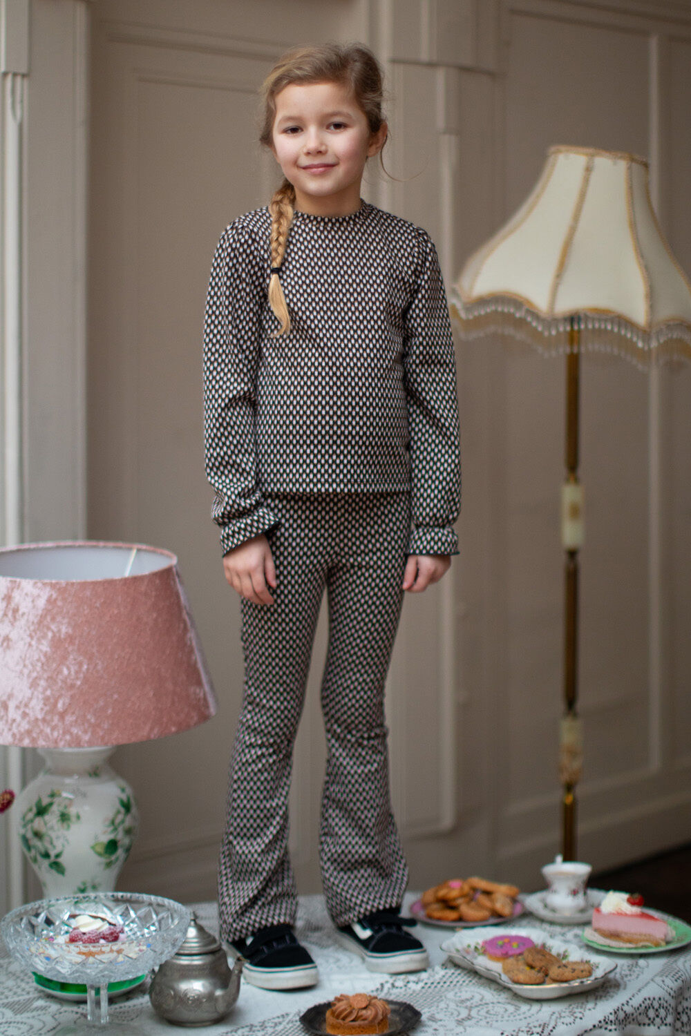 MOODSTREET Meisjes Broeken Pant Bobbi Jacquard Zwart