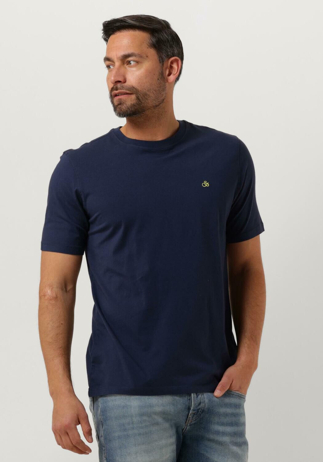 SCOTCH & SODA Heren Polo's & T-shirts Garment Dye Logo Crew T-shirt Donkerblauw