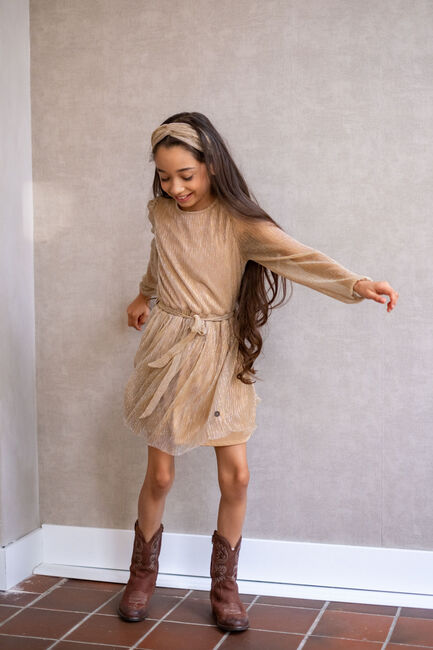 Gouden LIKE FLO Mini jurk MAZE FLO PLISSEE DRESS - large