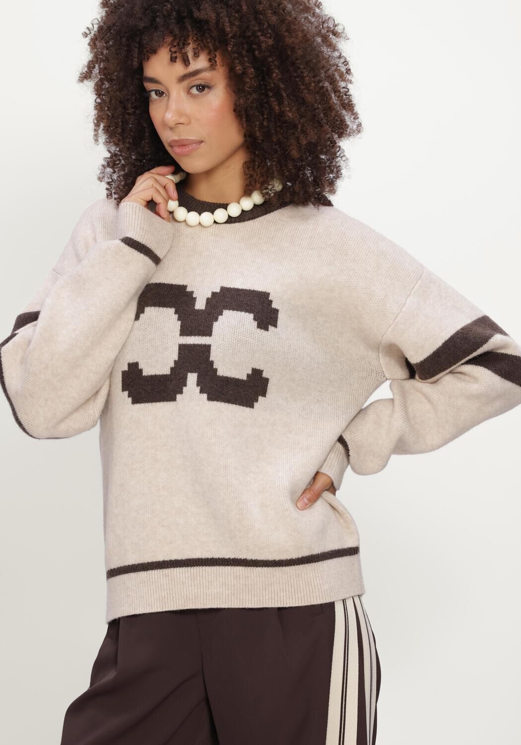 Beige CO'COUTURE Trui ROWCC COCO LOGO KNIT - large