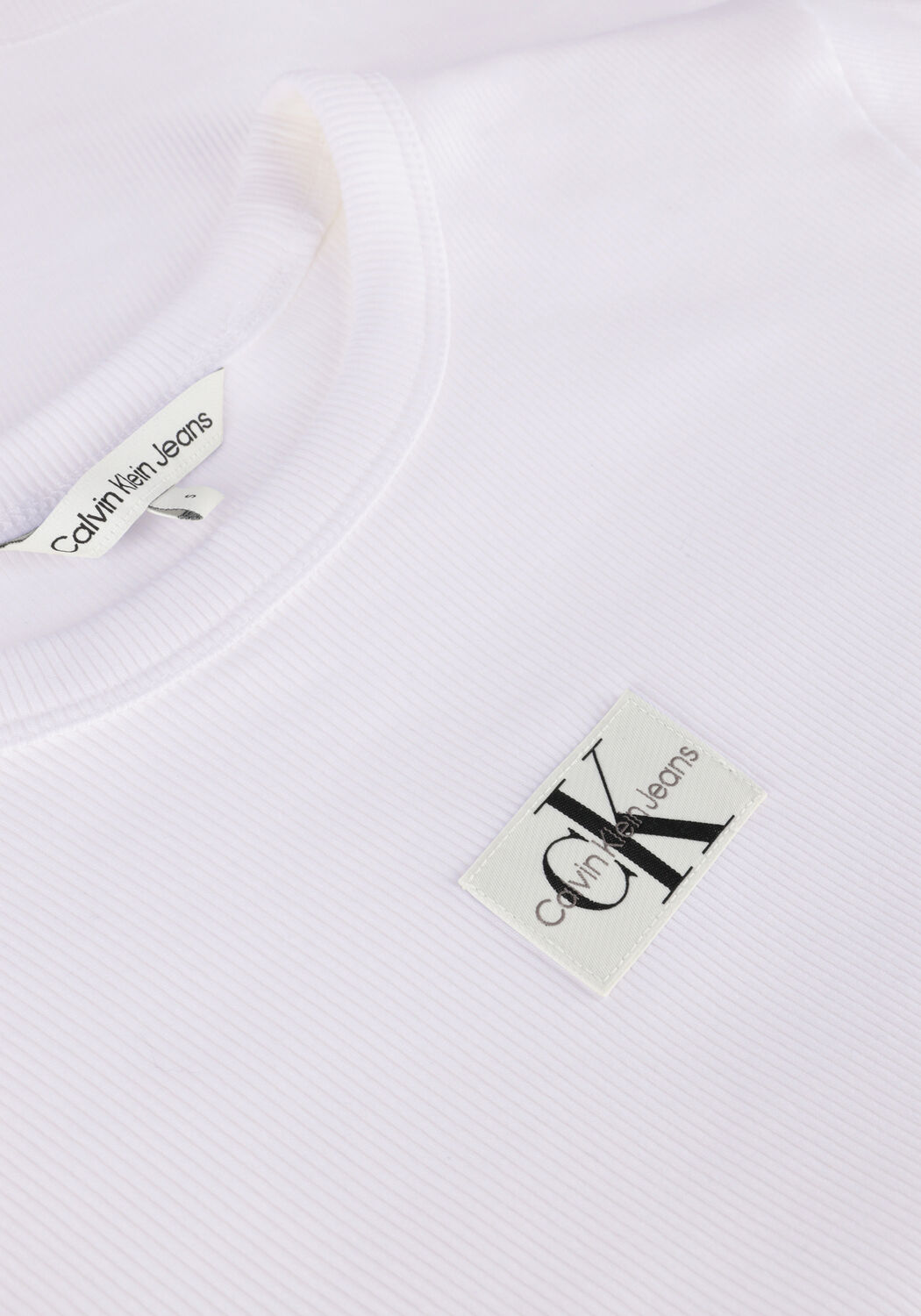 Witte CALVIN KLEIN T-shirt WOVEN LABEL RIB REGULAR TEE - large