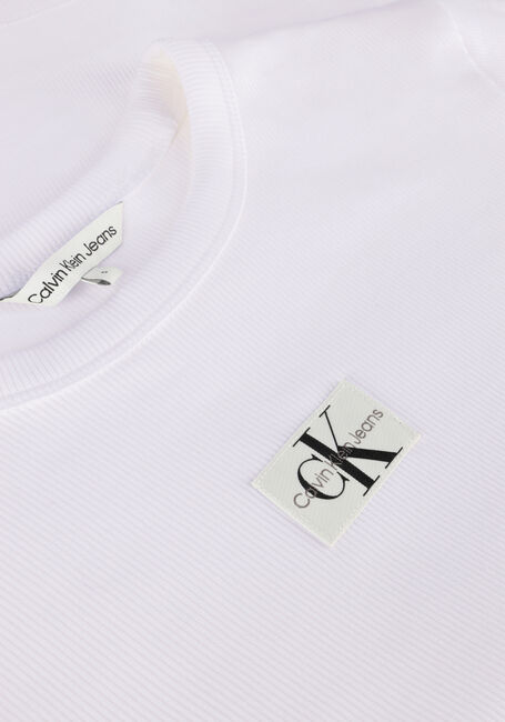 Witte CALVIN KLEIN T-shirt WOVEN LABEL RIB REGULAR TEE Witte CALVIN KLEIN T-shirt WOVEN LABEL RIB REGULAR TEE - large