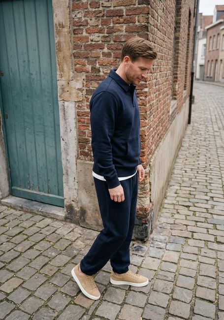 Donkerblauwe TOMMY HILFIGER Trui ESSENTIAL TERRY POLO SNAP SWEAT - large
