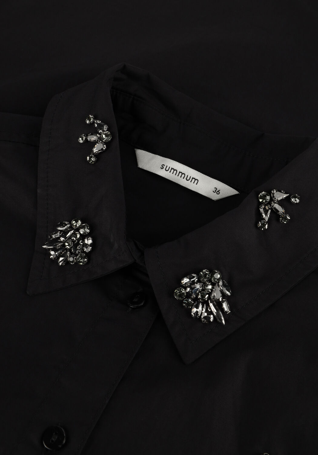 Zwarte SUMMUM Blouses BLOUSE CRISPY POPLIN DIAMANTS - large