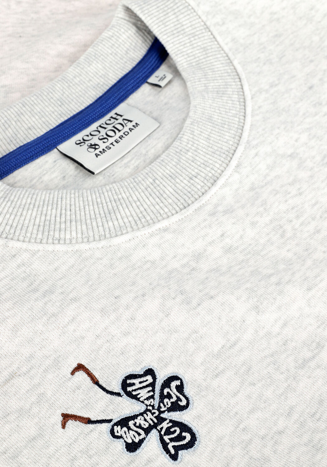 Lichtgrijze SCOTCH & SODA Sweater EMBROIDERED CREW-NECK SWEATSHI - large